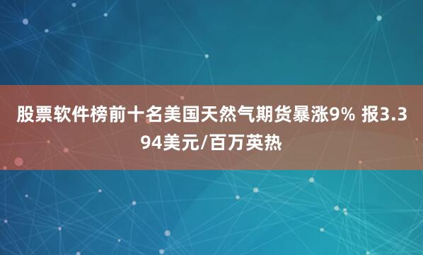 股票软件榜前十名美国天然气期货暴涨9% 报3.394美元/百万英热